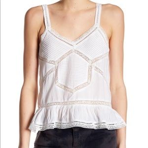 Zadig & Voltaire white cotton and lace peplum tank